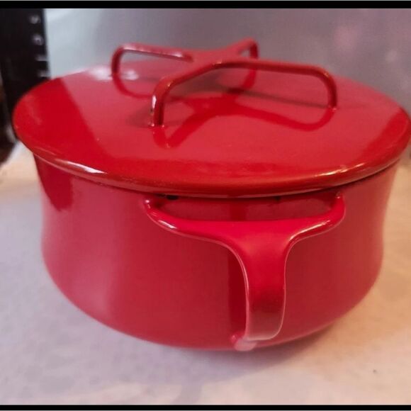 VTG VG Dansk IHQ Købenstyle Red Enamel Jens Quistgaard Dutch Oven 2.5 qt. Pot - Picture 5 of 11